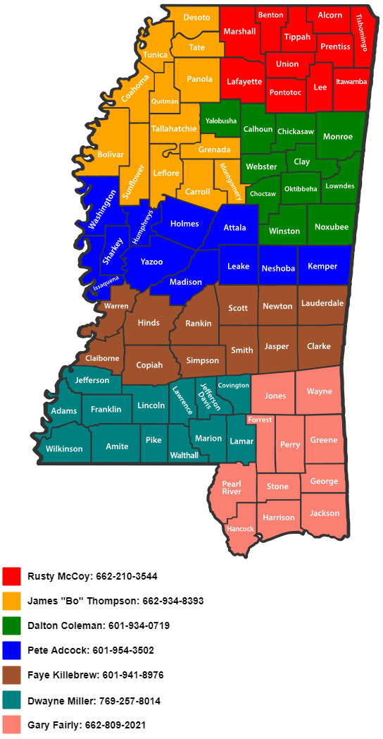 L. C. Gas Inspectors and Counties Covered